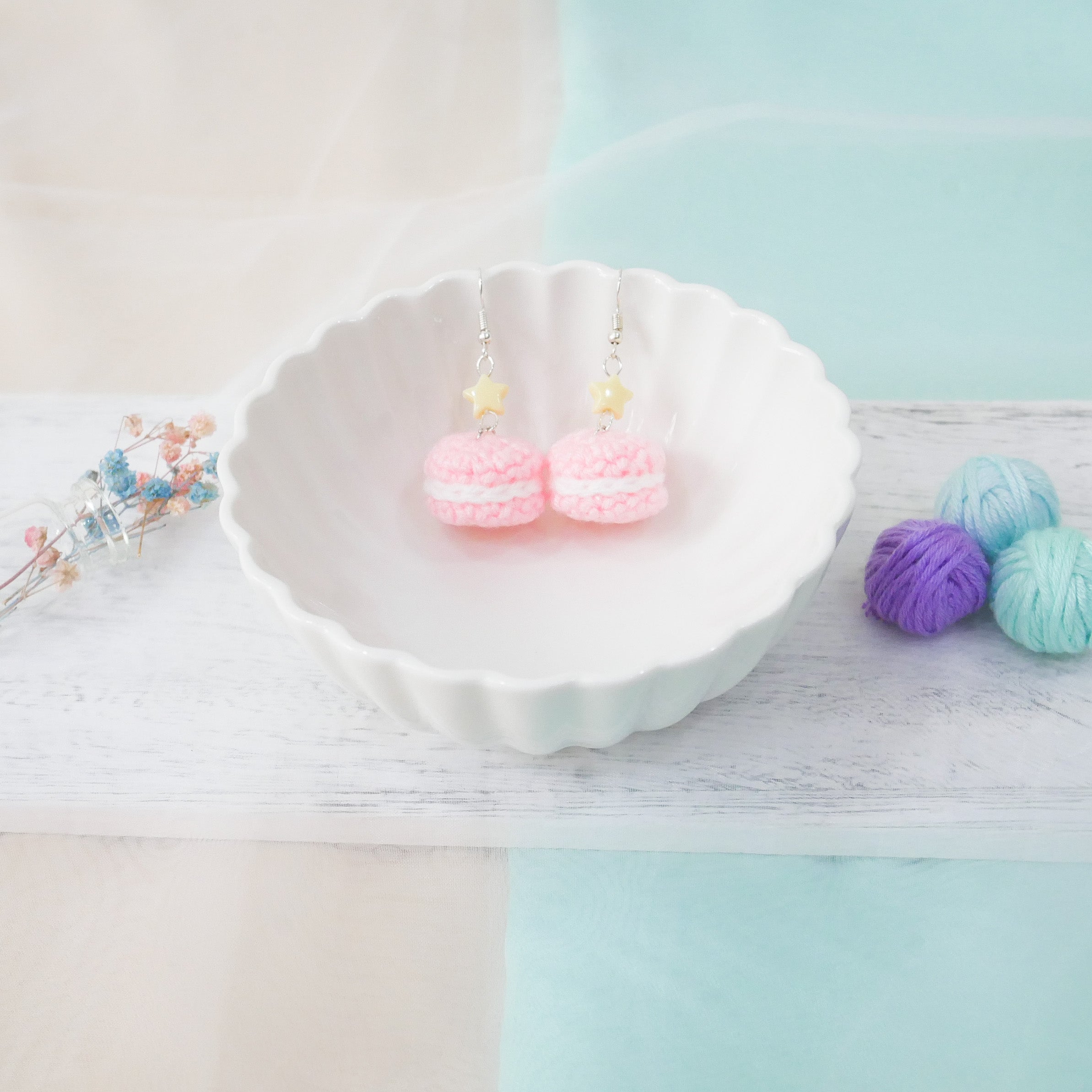 Jeweled Macaron Earring - Light Pink