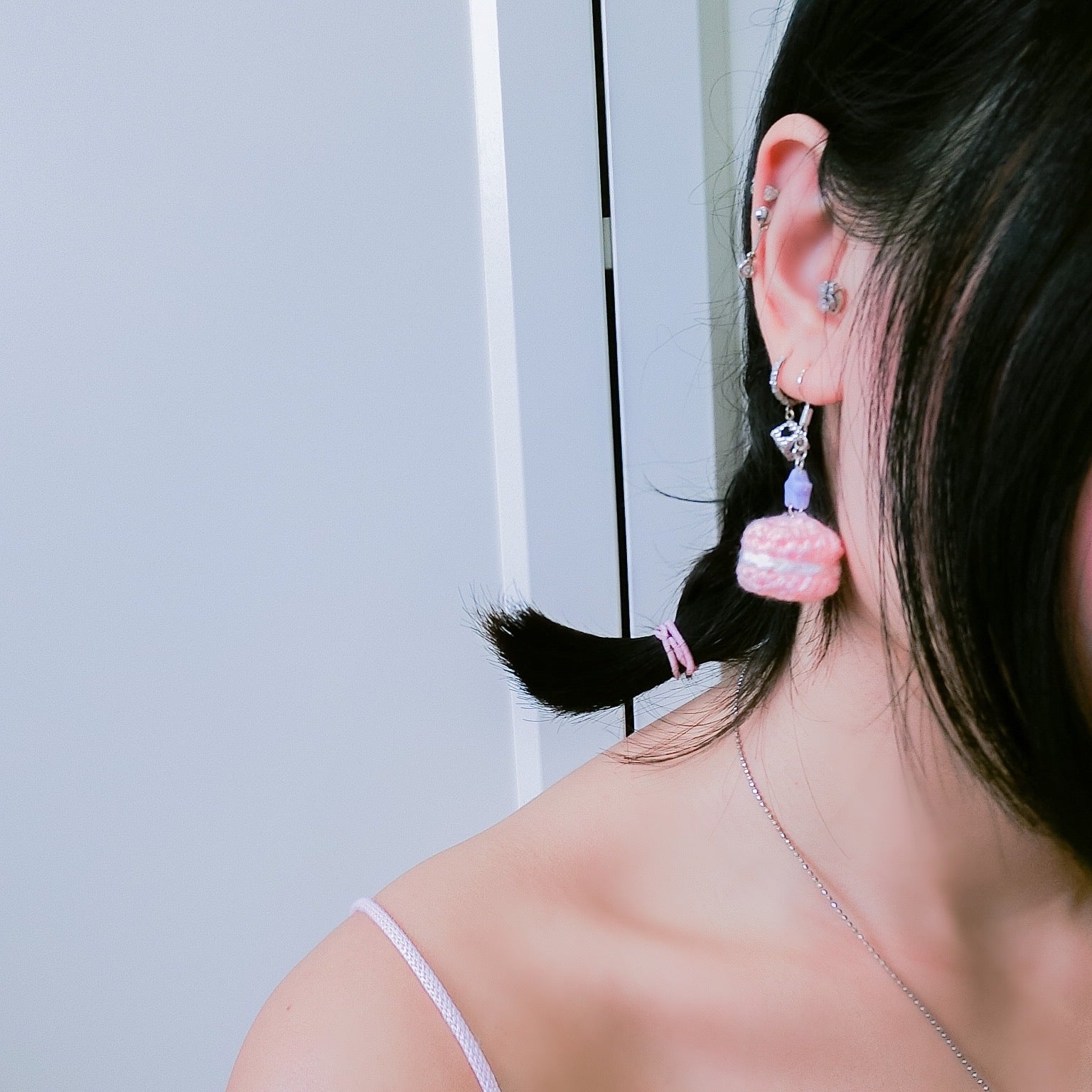 Jeweled Macaron Earring - Light Pink