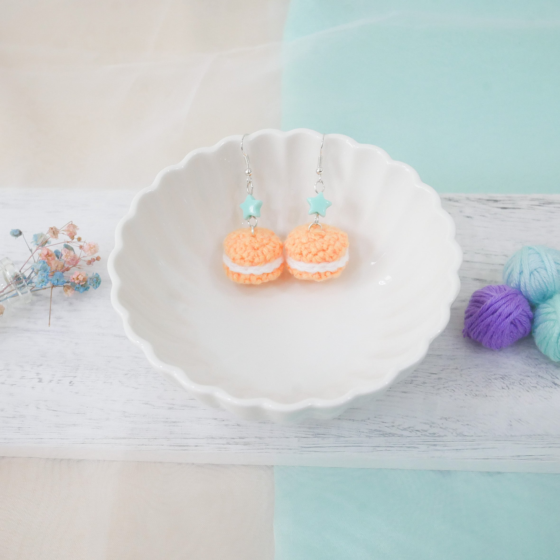 Jeweled Macaron Earring - Orange