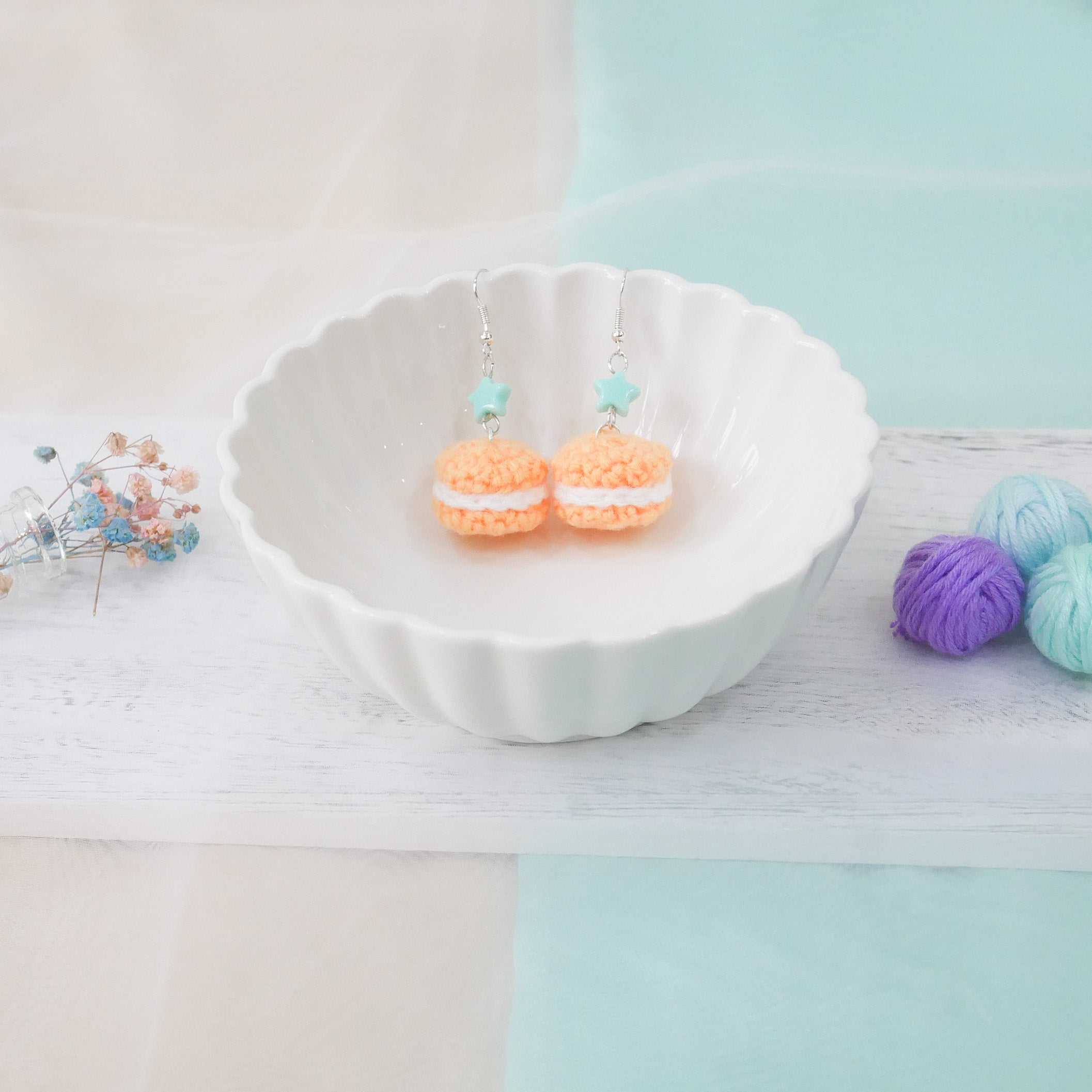 Jeweled Macaron Earring - Orange