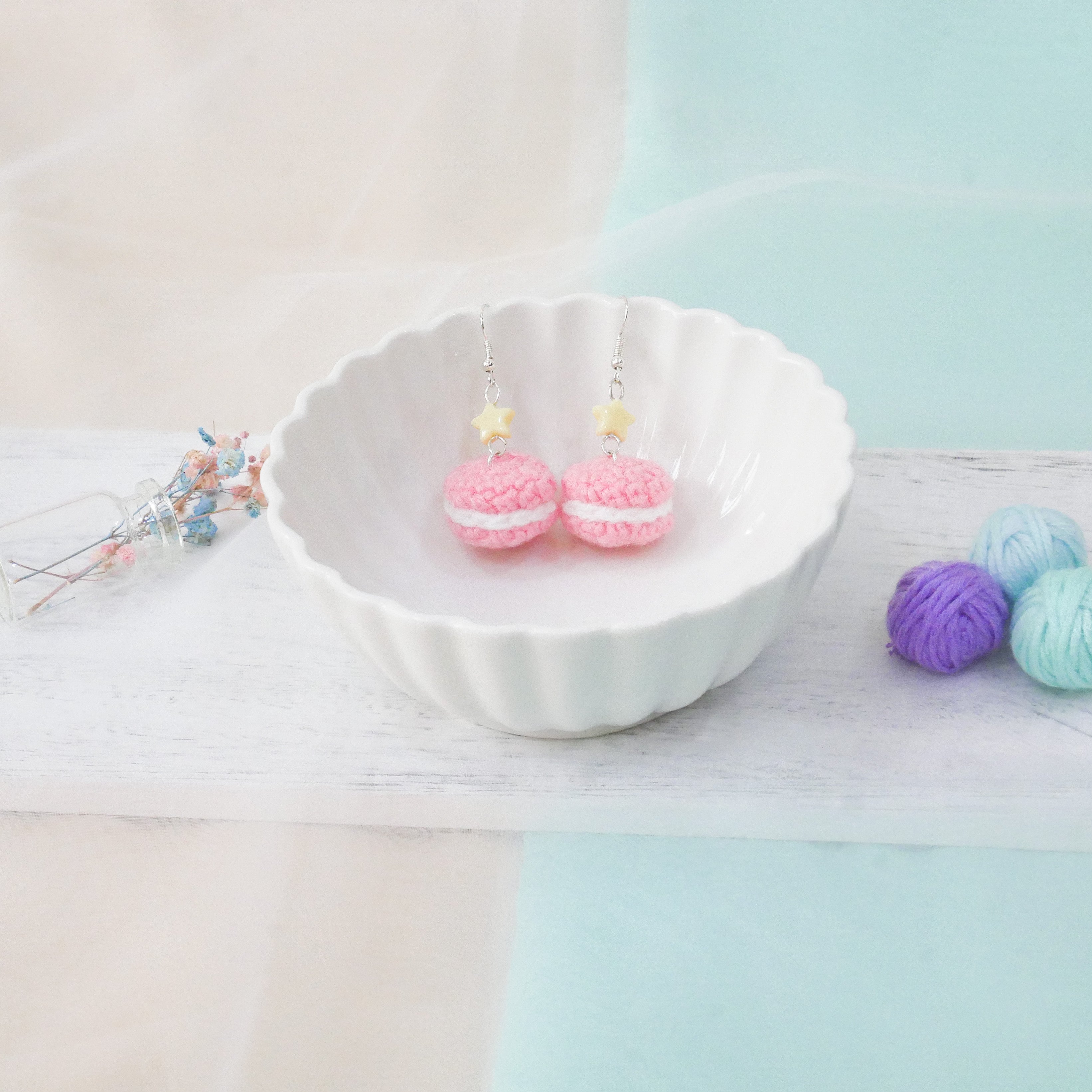 Jeweled Macaron Earring - Pink