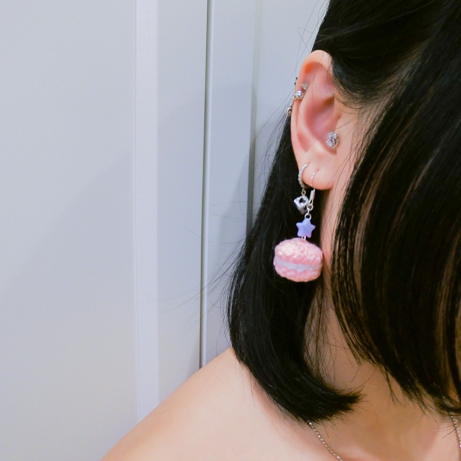 Jeweled Macaron Earring - Pink