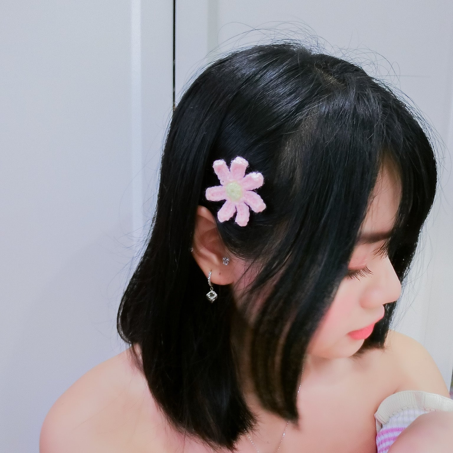 Pink Daisy Hairpin